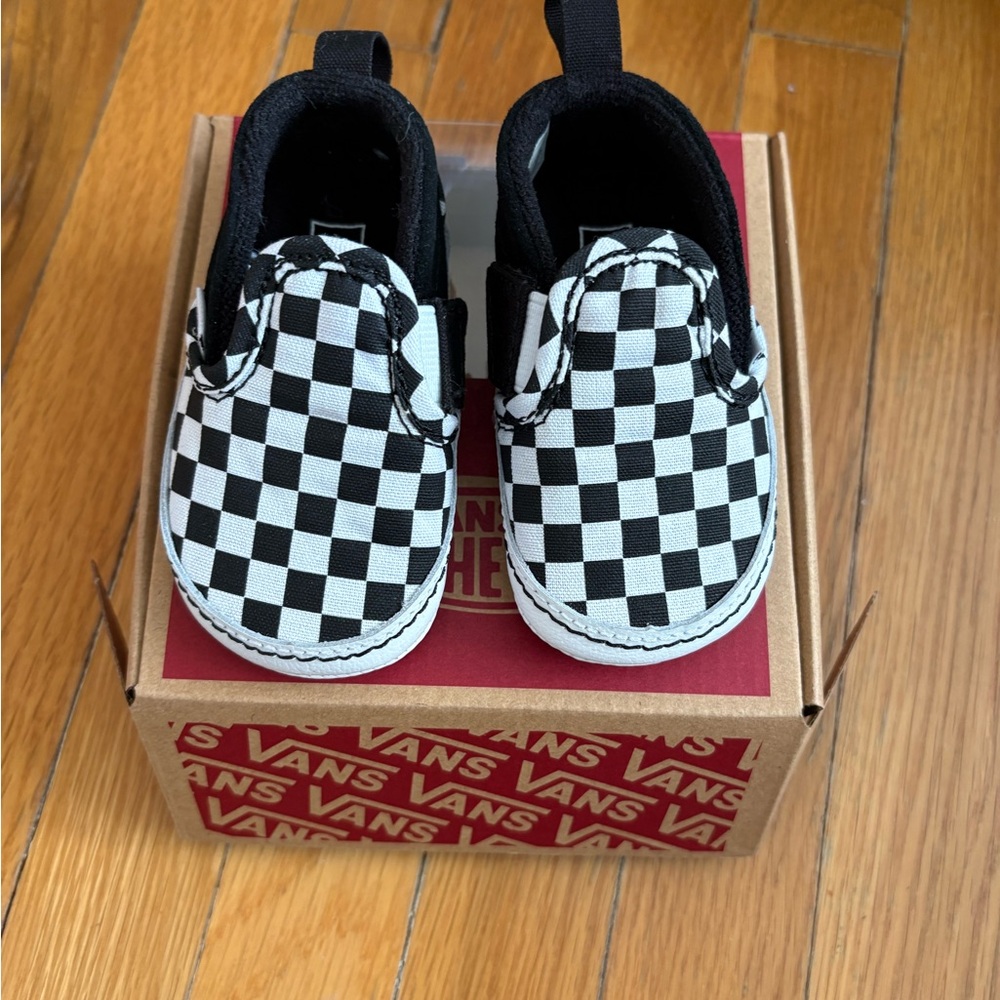 Vans Black and White Checkered Slip-On V Crib Shoes